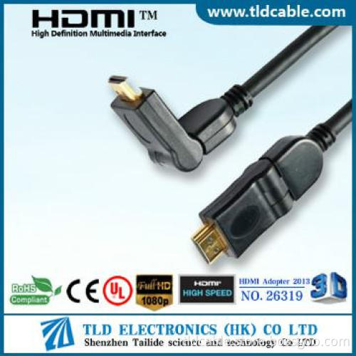 180 degree rotated hdmi cable male to male support 3D